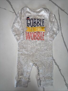 Carter's Grey 'Gobble 'Til You Wobble' Long-Sleeve Footie